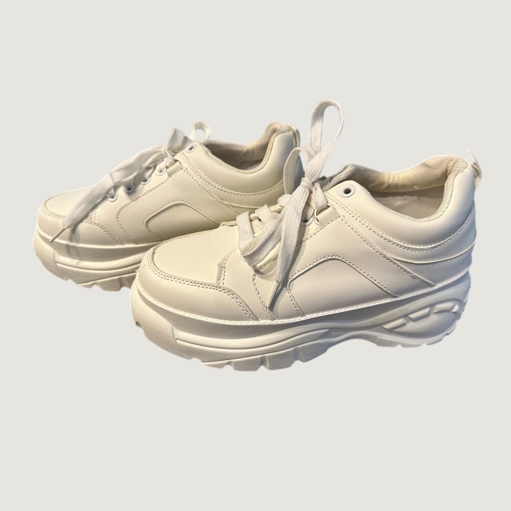 Lucky‎ Step White Platform Sneakers Chunky Y2K Streetwear Trainers US 7 EU 37
